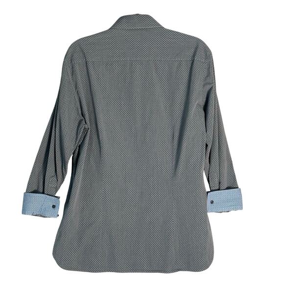 Ted Baker Endurance Mens Shirt 17, 32/33 Gray Blue Flip Cuff Button Up Geometric - Picture 2 of 15